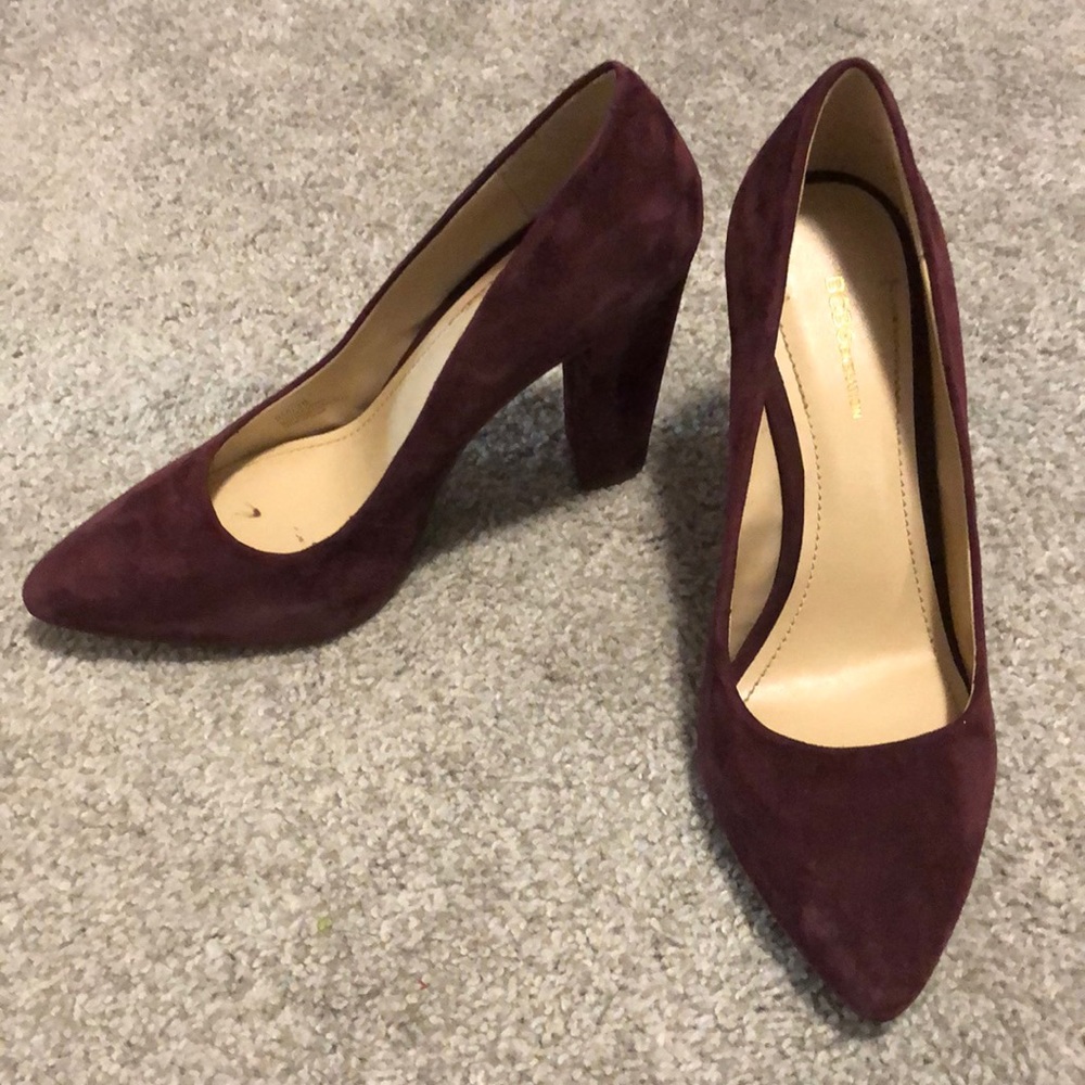 Plum suede heels